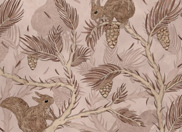 Squirrel Mountain, Pink - Rebel Walls