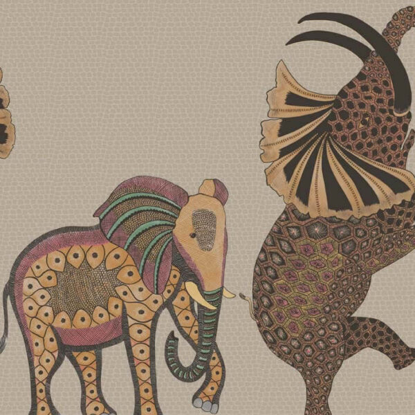Safari Dance, Ginger & Red on Linen - Cole & Son