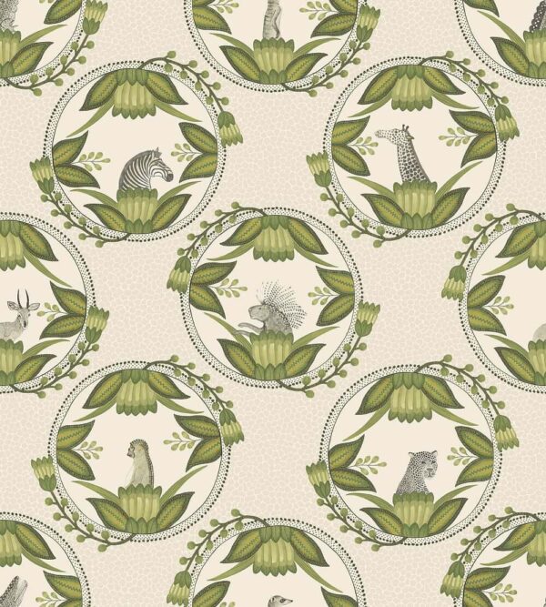 Ardmore Cameos, Olive Green on Stone - Cole & Son