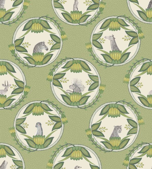 Ardmore Cameos, Olive Green - Cole & Son