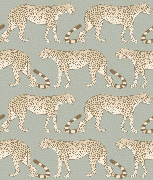 Leopard Walk, Linen on Soft Olive - Cole & Son