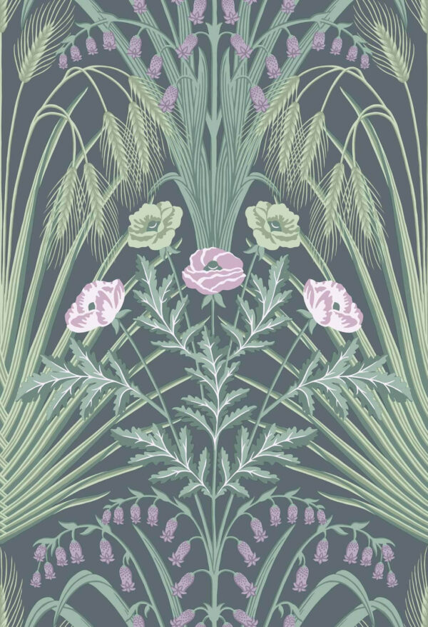 Bluebell, Sage, Mint & Lilac on Dark Viridian - Cole & Son