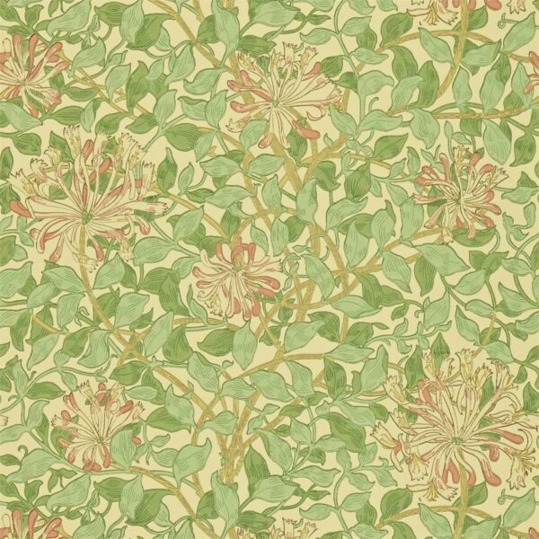 Honeysuckle, Green/Beige/Pink - Morris & Co
