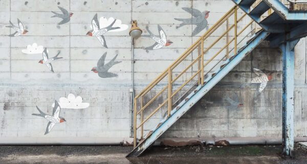 Stairway Graffiti, Swallow - Rebel Walls
