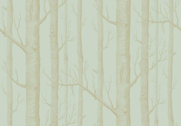 Woods, Metallic Gold on Duck Egg - Cole & Son
