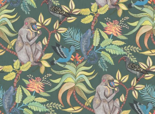 Savuti, Bright Multi on Dark Viridian - Cole & Son