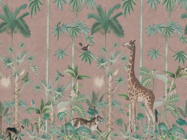 Giraffe's Stroll, Pink - Rebel Walls