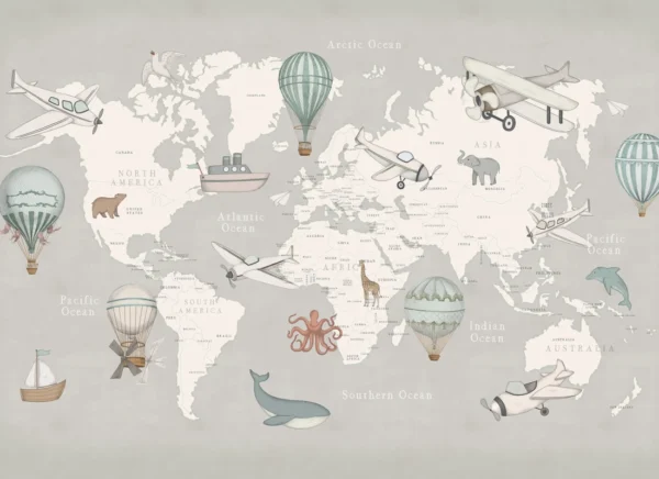 Playful World, Light Grey - Rebel Walls