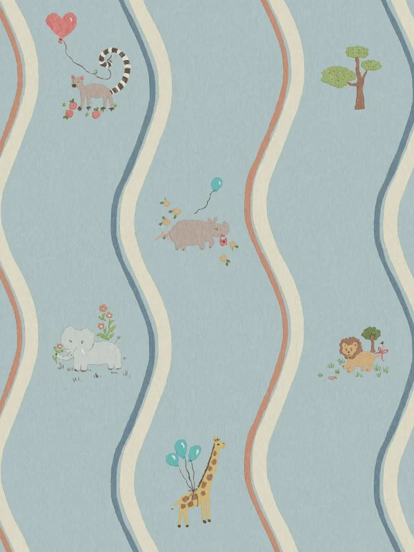 Wavy Stripe Animals - Boråstapeter