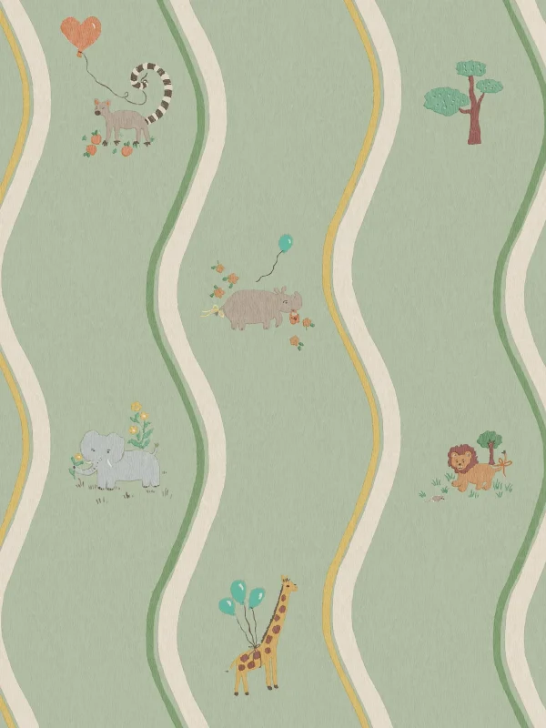 Wavy Stripe Animals - Boråstapeter
